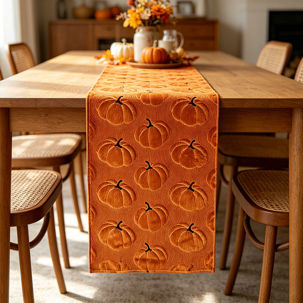 Pumpkin Embroidered Table Runner Fall Halloween Decor