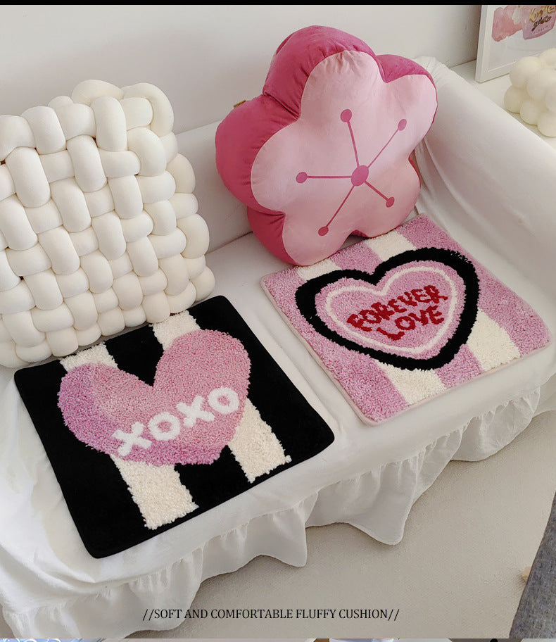 Heart Tufted Seat Cushion Valentine Decor Soft Chair Pad