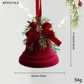 Burgundy Velvet Christmas Bell Ornaments with Bows