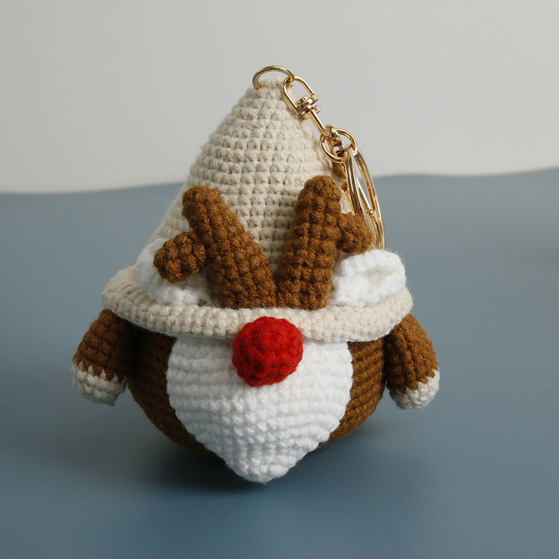 Handmade Crochet Christmas Gnome Ornament Keychain