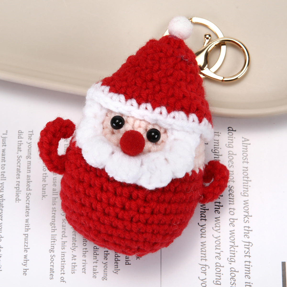 Crochet Santa Snowman Christmas Keychain Holiday Bag Charm