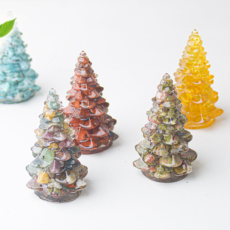 Mini Christmas Tree Resin Ornament Holiday Tabletop Decor