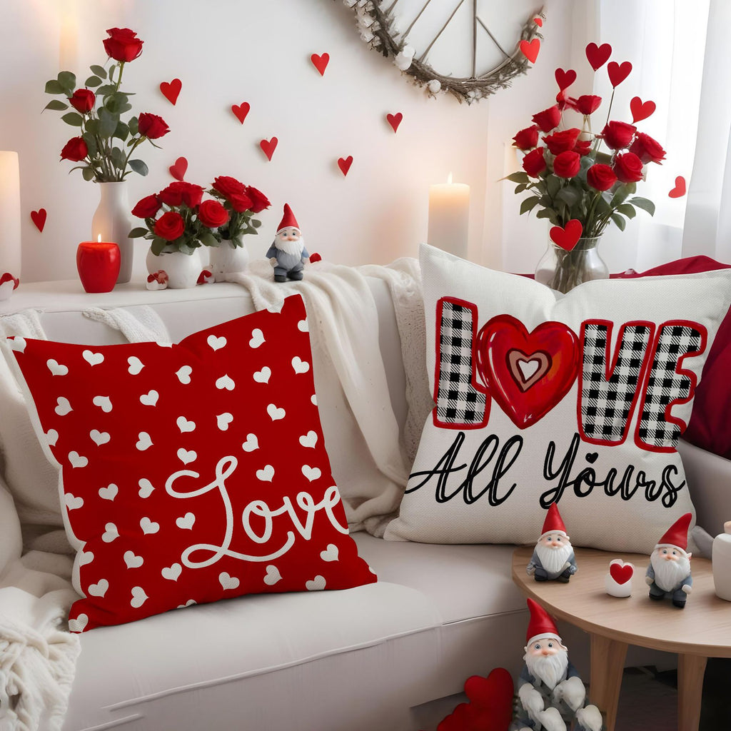 Valentine Linen Heart Throw Pillow Cover Romantic Sofa Decor