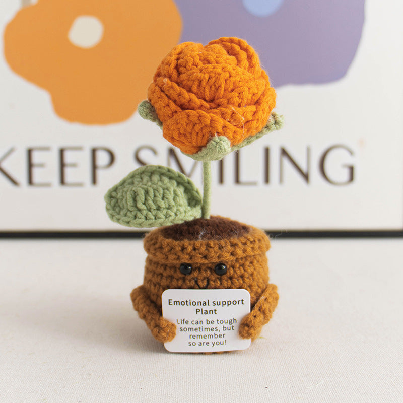 Valentine Holiday Decorations Handmade Crochet Flower Pot
