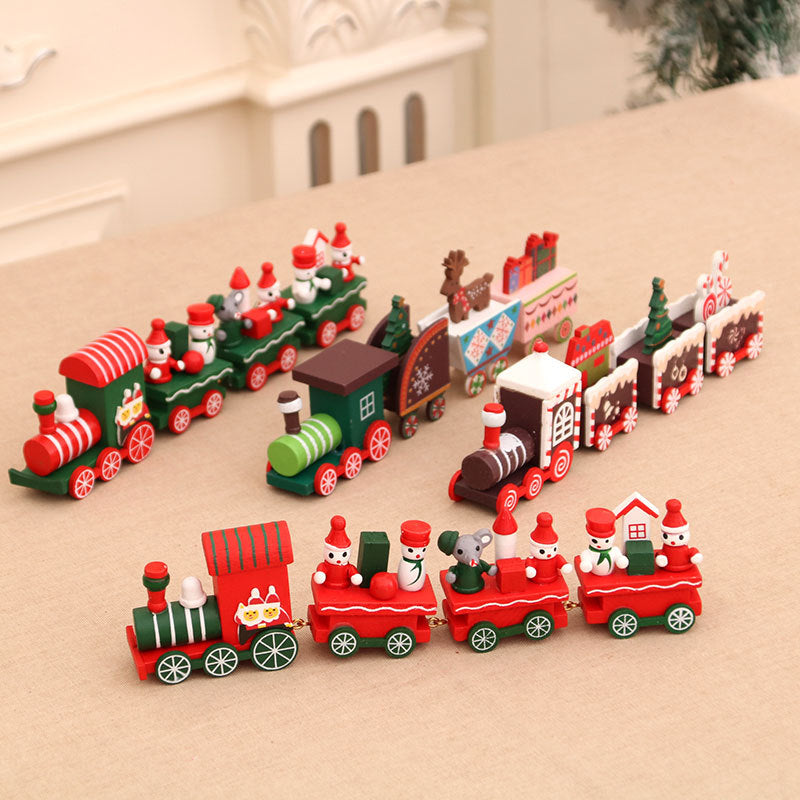 Wooden Christmas Train Tabletop Holiday Decor