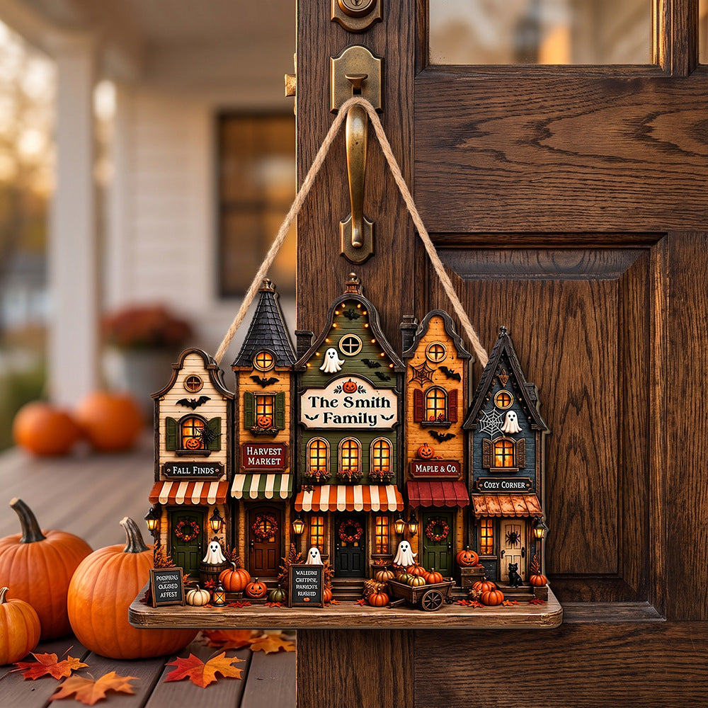 Halloween Haunted House Wooden Hanging Wall Decor