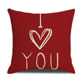 Valentine Heart Print Linen Pillow Cover Set for Sofa Decor