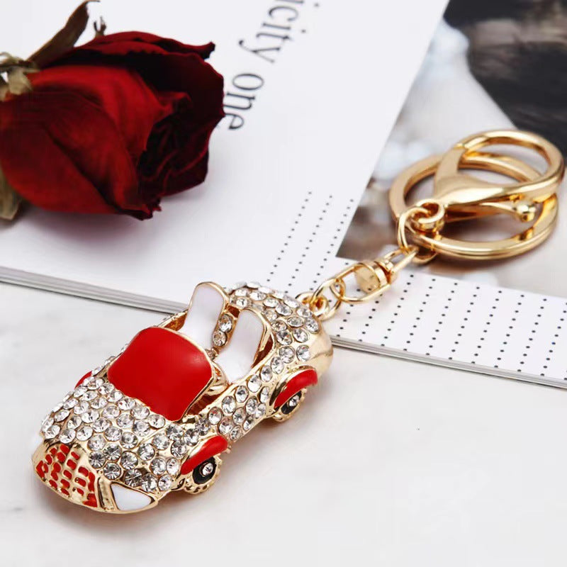 Rhinestone Sports Car Keychain Luxury Metal Bag Charm