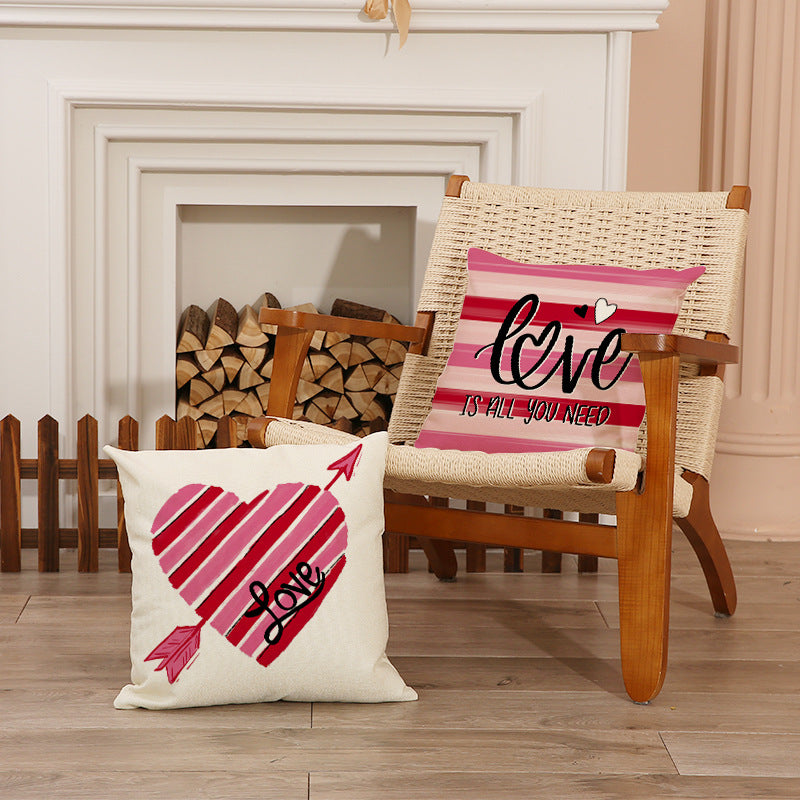 Valentine Heart Linen Pillow Covers for Cozy Home Decor