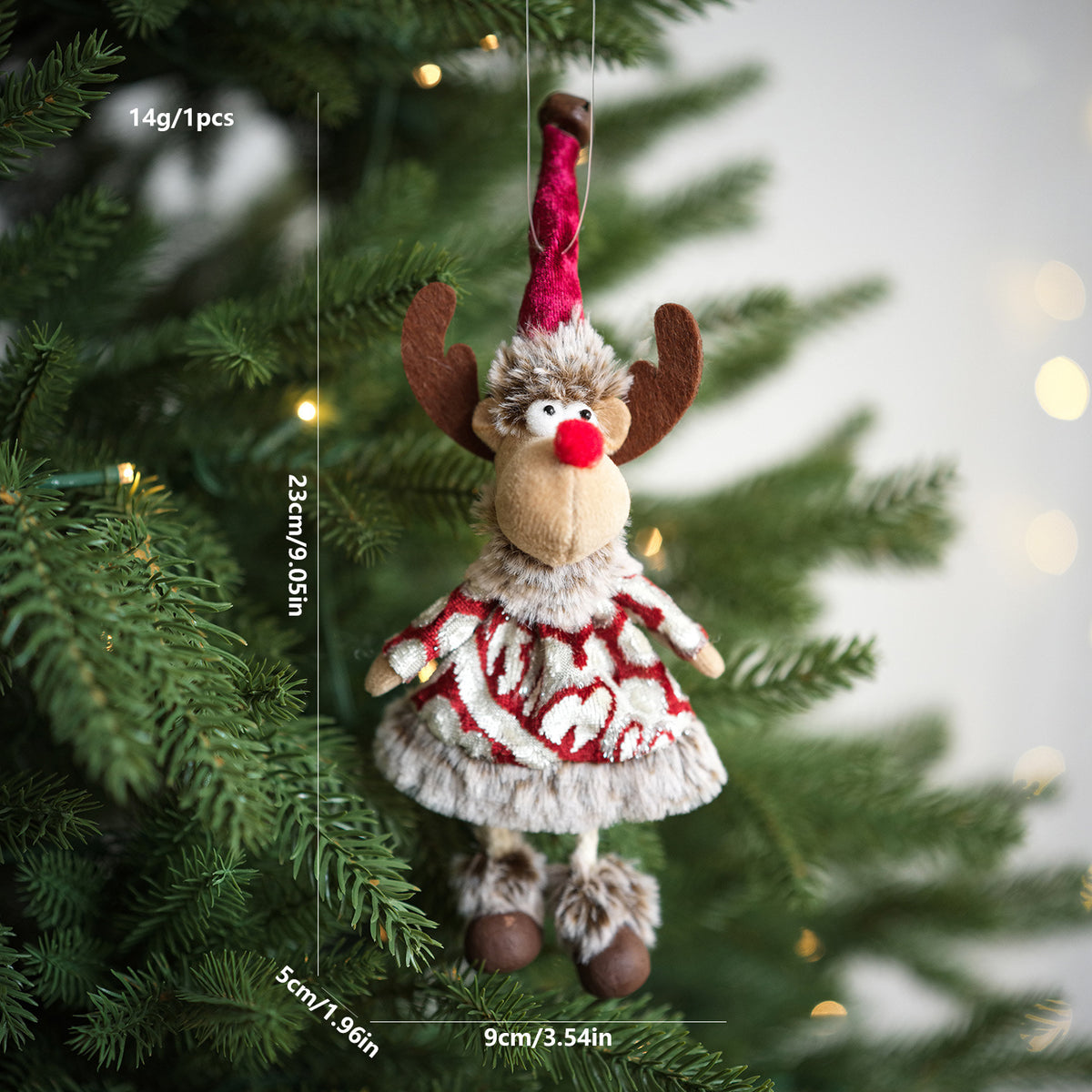 Cozy Plush Christmas Ornaments Santa Snowman Reindeer Girl