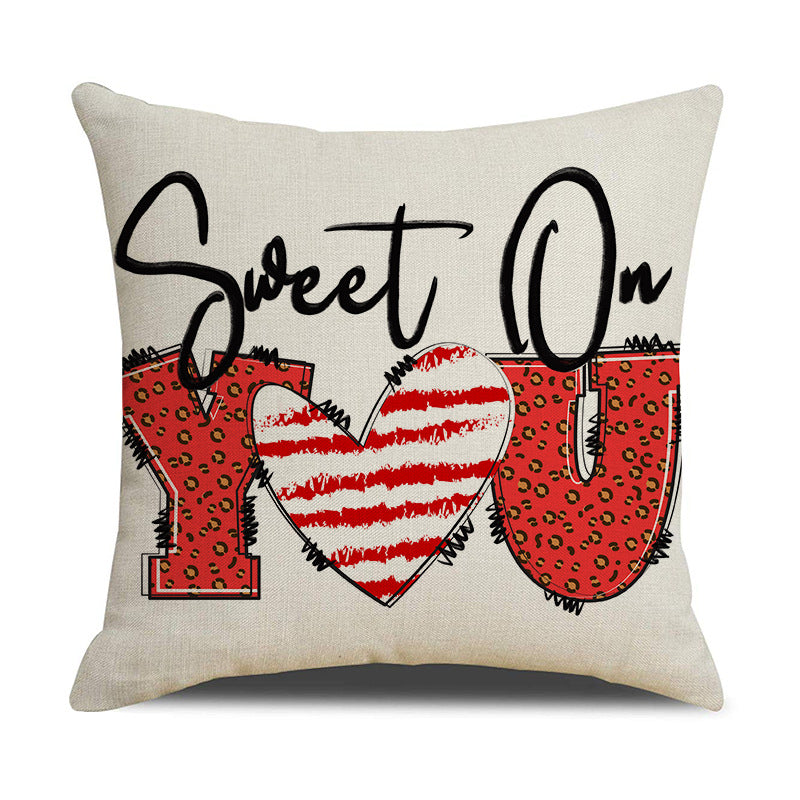 Valentine Heart Print Linen Pillow Covers for Cozy Decor