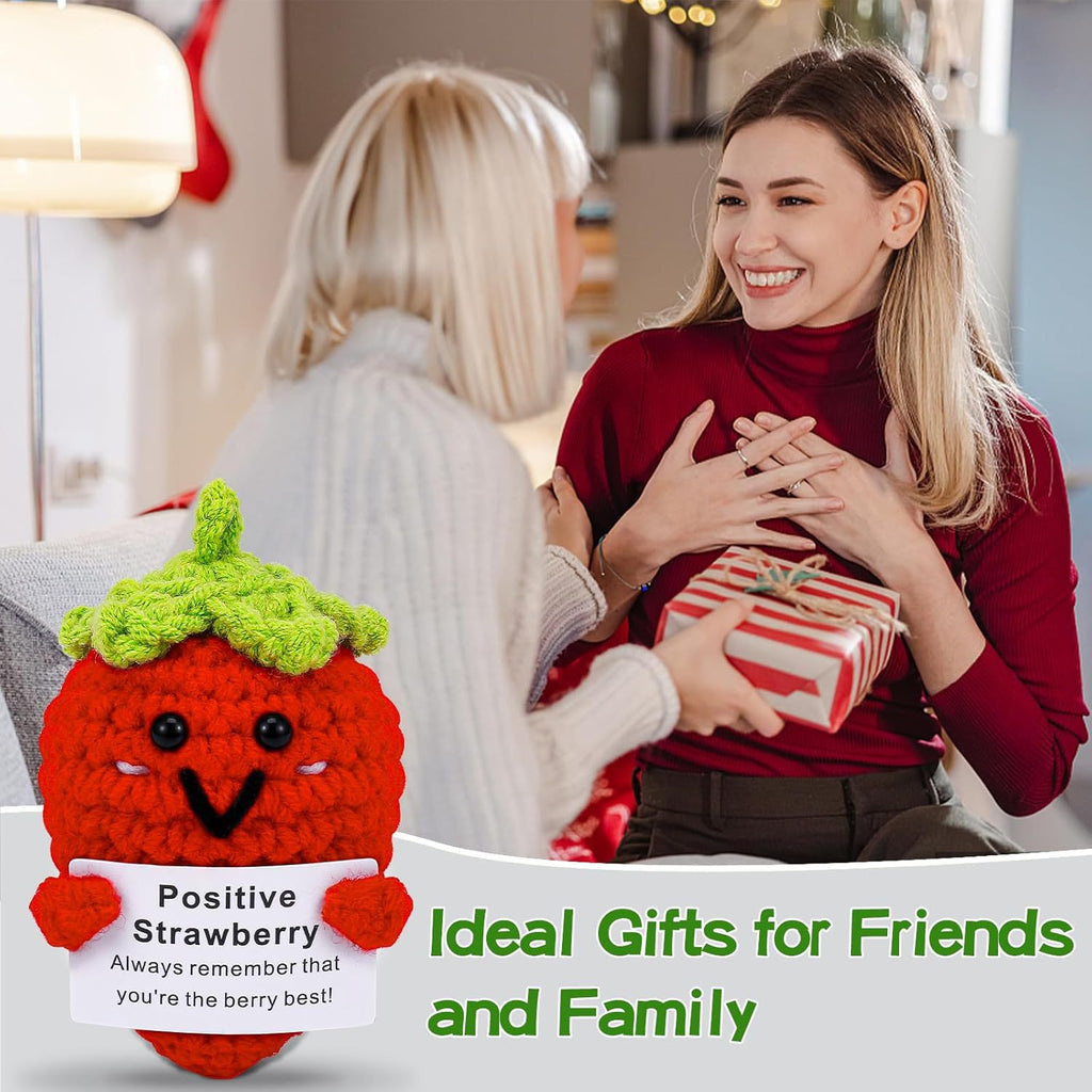 Crochet Positive Strawberry Plush Inspirational Gift Stress Toy