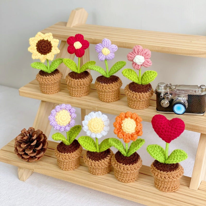 Valentine’s Day Crochet Potted Flower Gift Mini Home Decor