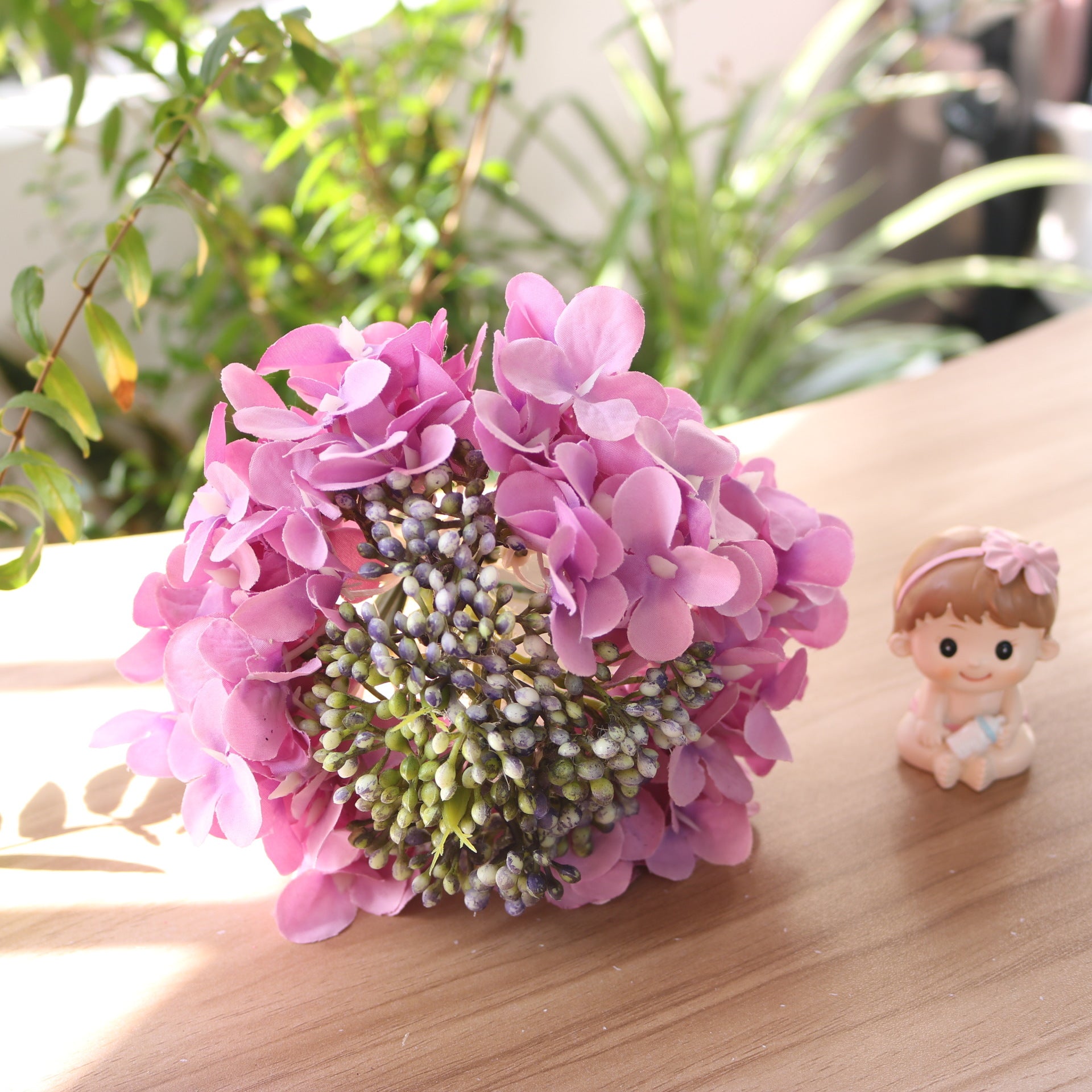 Artificial Hydrangea Carnation Bouquet Faux Flowers Decor