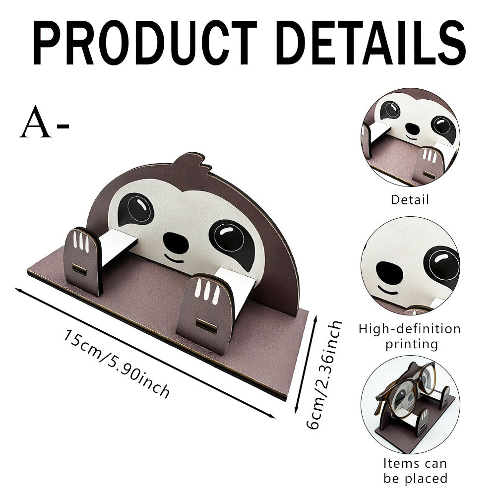 Animal Eyeglasses Stand Wooden Desk Organizer Display Holder