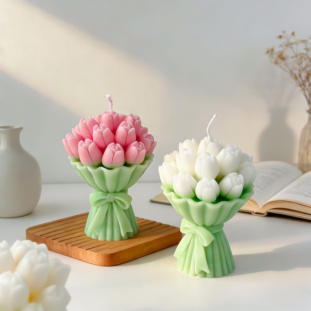 Tulip Flower Candle Floral Decor Romantic Home Accent Gift