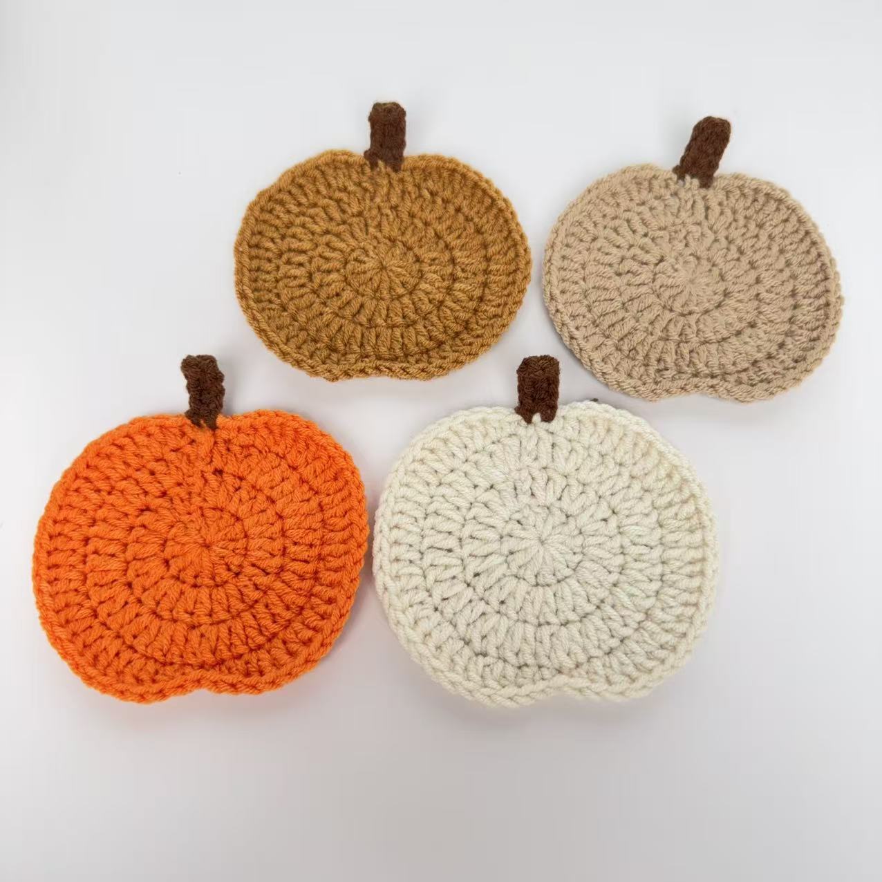 Pumpkin Crochet Coaster Fall Farmhouse Cup Mat