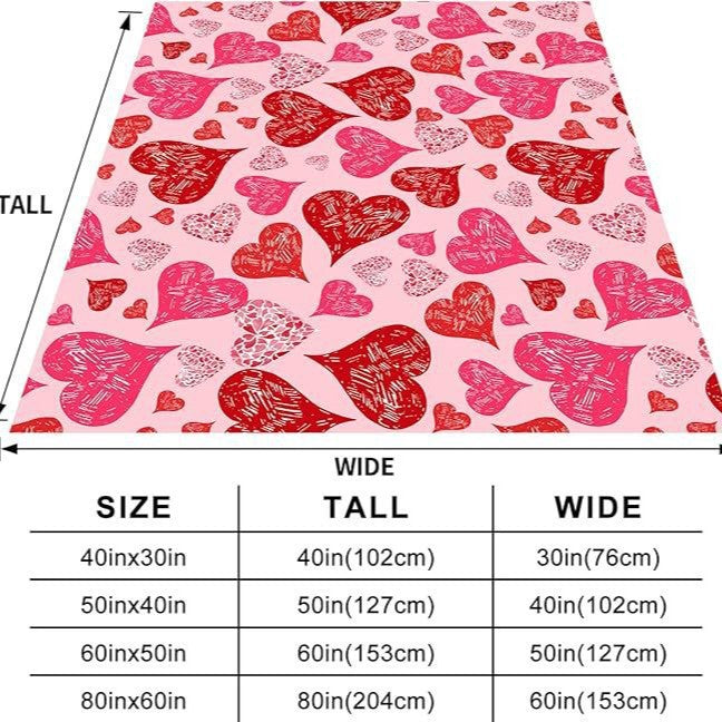 Valentine’s Day Heart Pattern Plush Throw Blanket