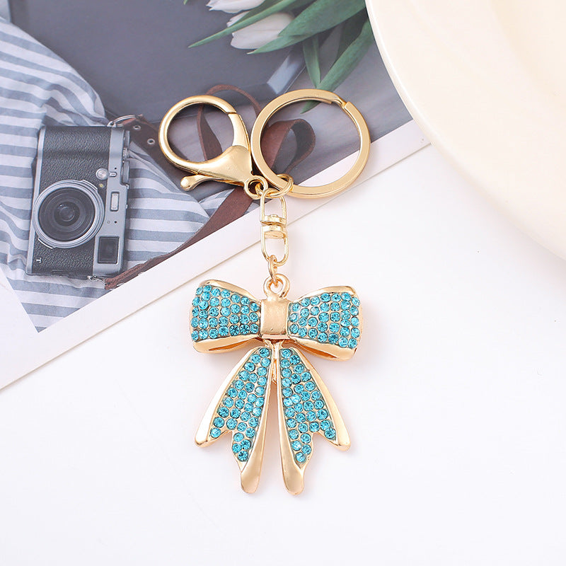 Rhinestone Bow Keychain Zinc Alloy Bag Charm