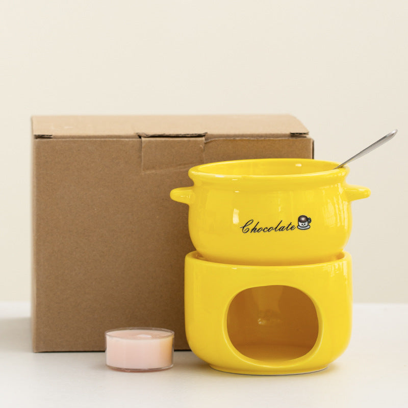 Ceramic Chocolate Fondue Mug with Hollow Warmer Base