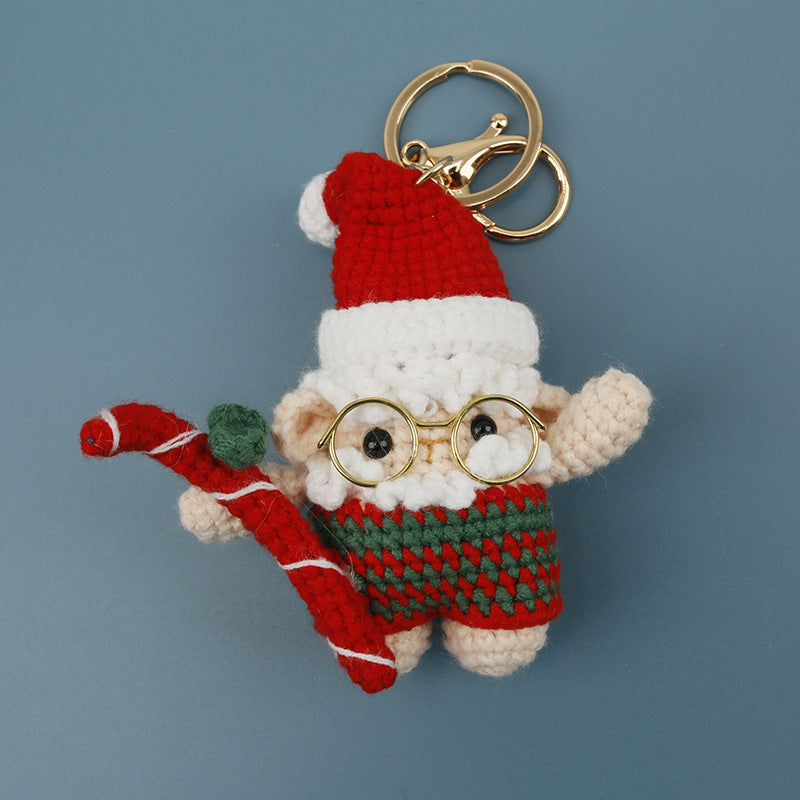 Handmade Crochet Christmas Character Hanging Keychain Holiday Gift