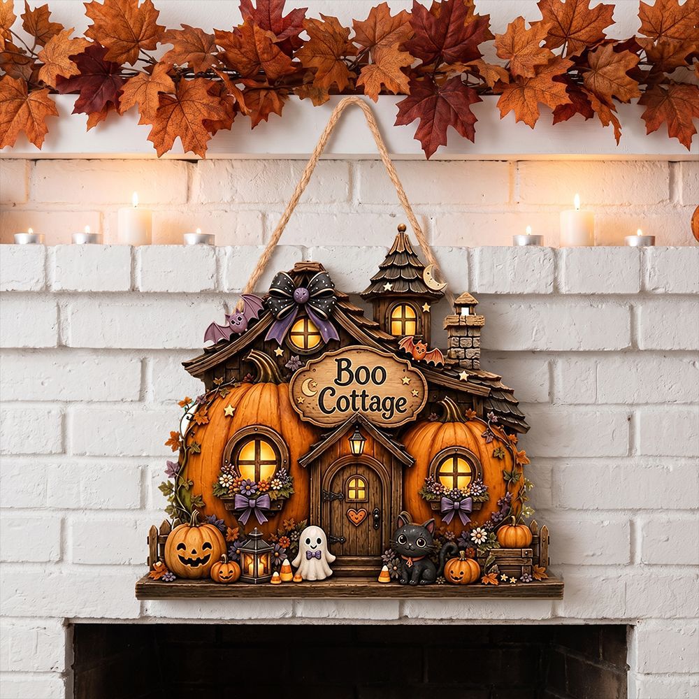 Halloween Haunted House Wooden Hanging Wall Decor