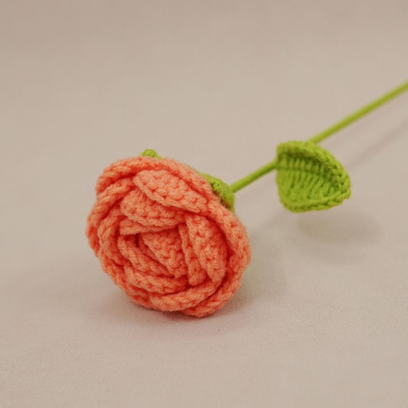 Valentine Crochet Rose Artificial Flower for Romantic Decor