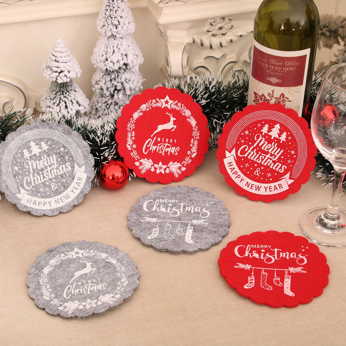Christmas Felt Coaster Holiday Table Decor