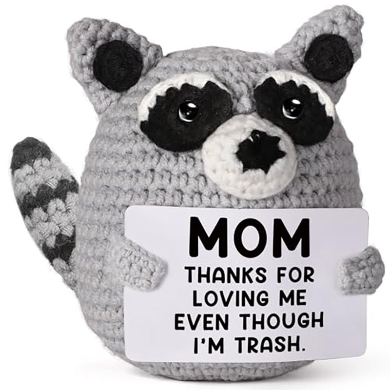 Mother Father Day Crochet Raccoon Plush Gift Doll