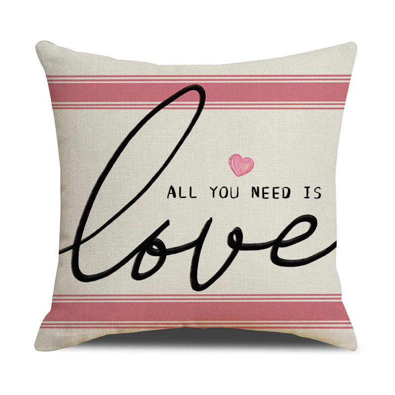 Pink Valentine Heart Pillow Covers Romantic Linen Decor