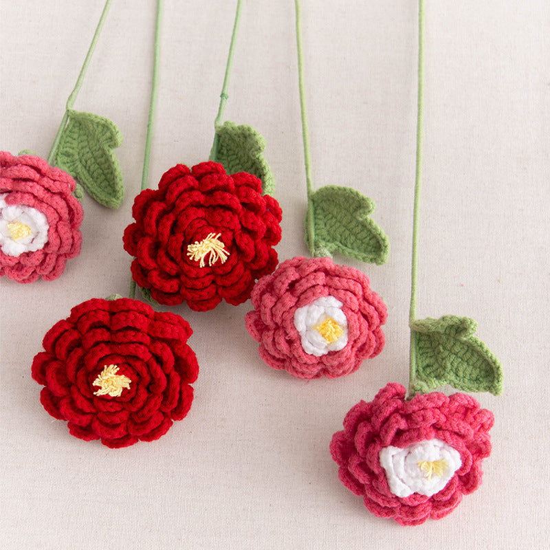 Valentine Handmade Crochet Ranunculus Single Stem Flower
