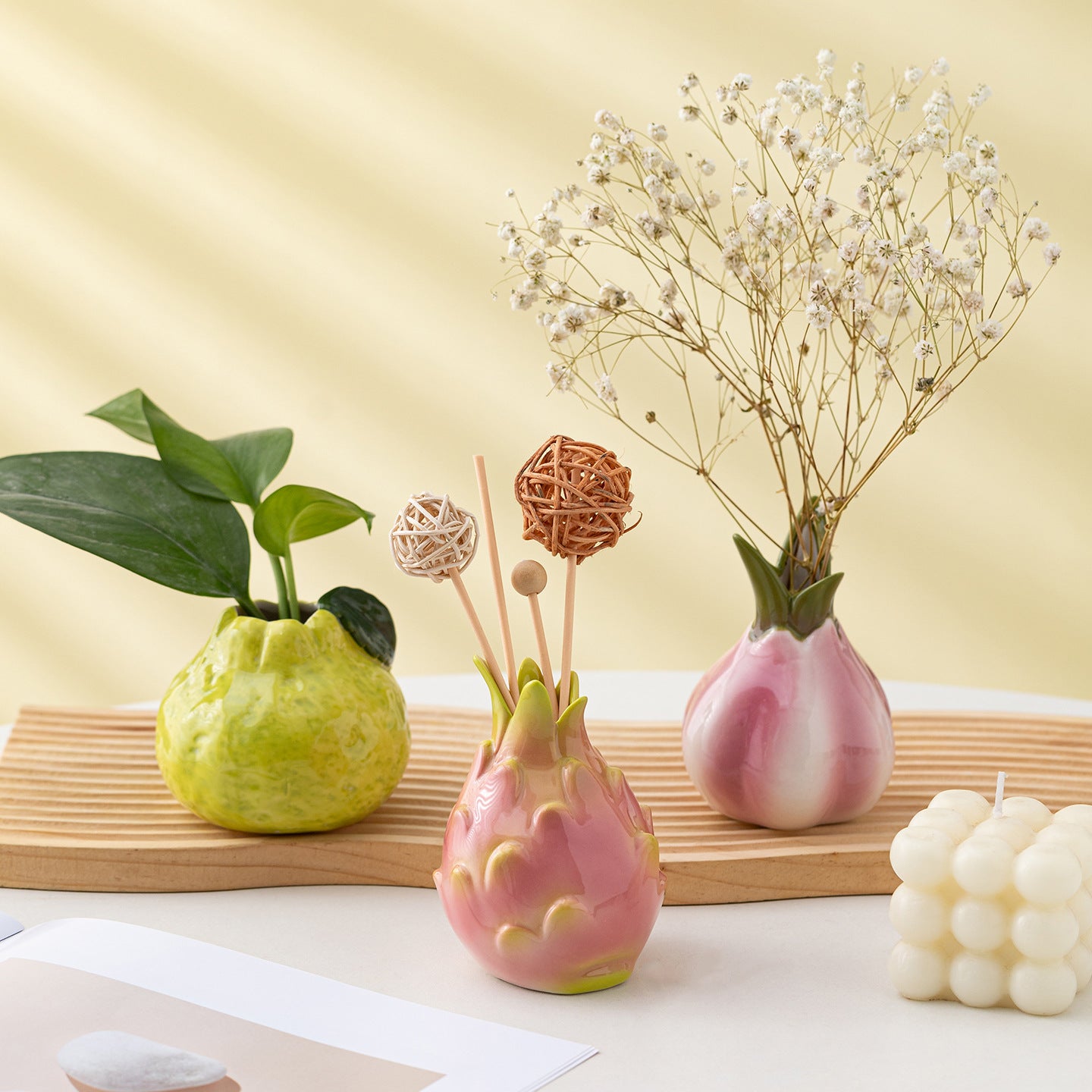 Adorable Fruit Ceramic Vase for Desk and Home Decor