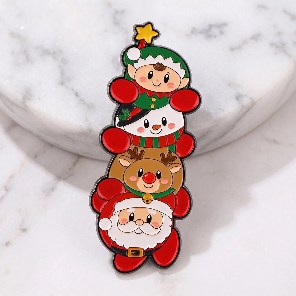 Stacked Christmas Character Pin Holiday Gift