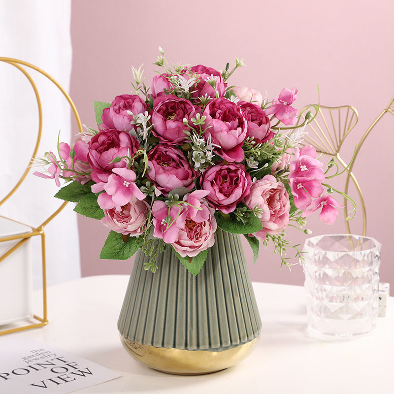 Valentines Faux Peony Bouquet Artificial Flowers Home Decor