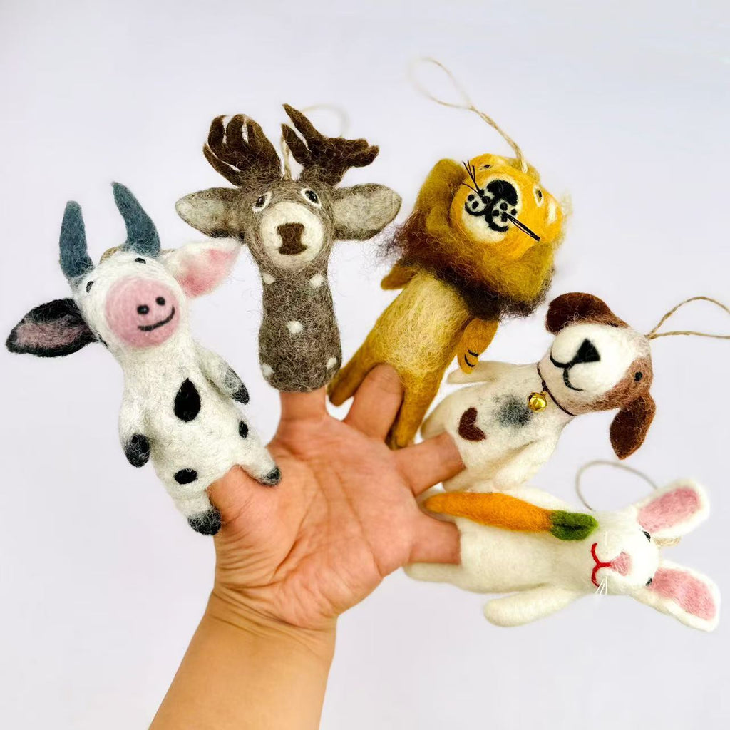 Handmade Wool Felt Animal Finger Puppet Ornament Keychain