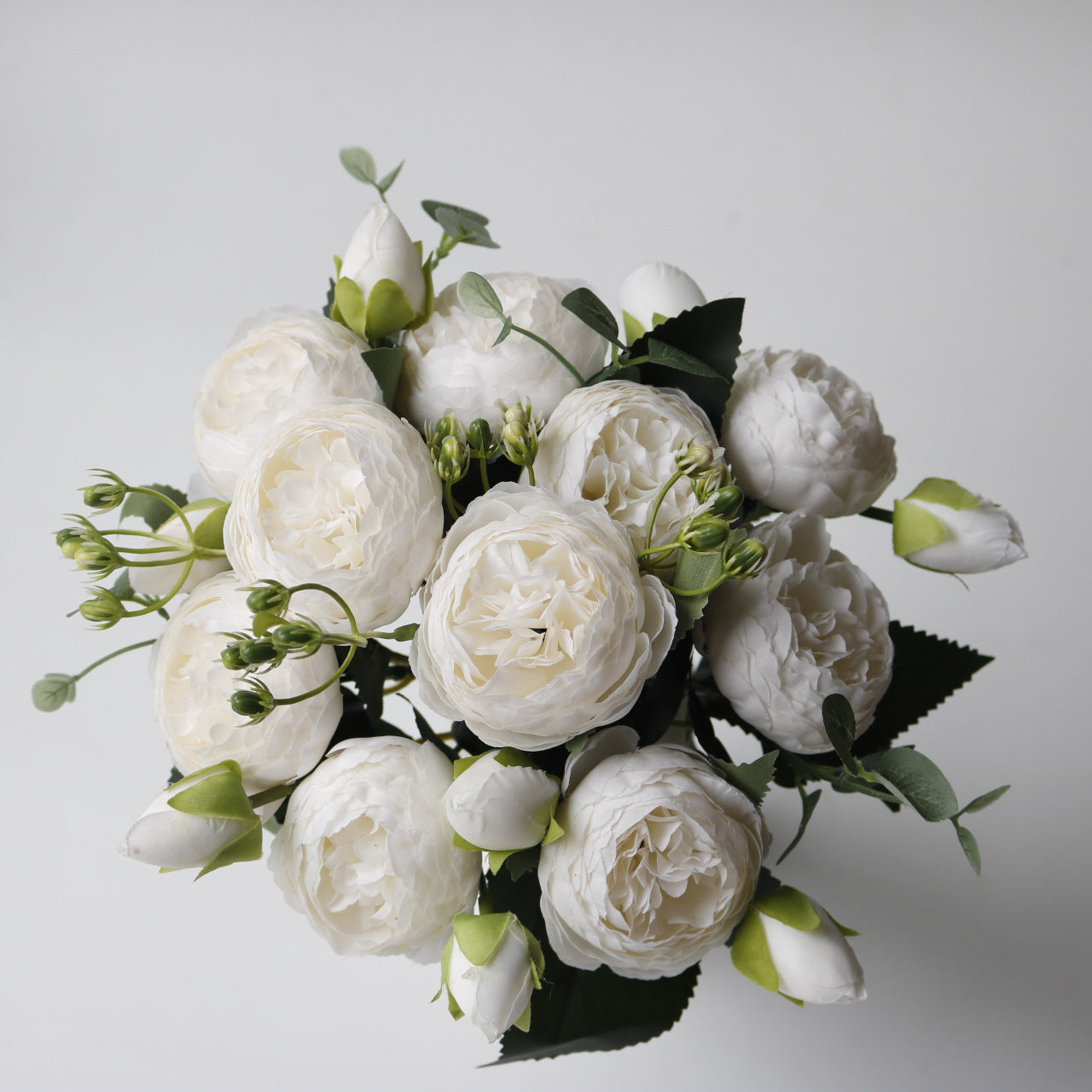 Valentine 5-Head Faux Peony Rose Floral Bouquet Decor