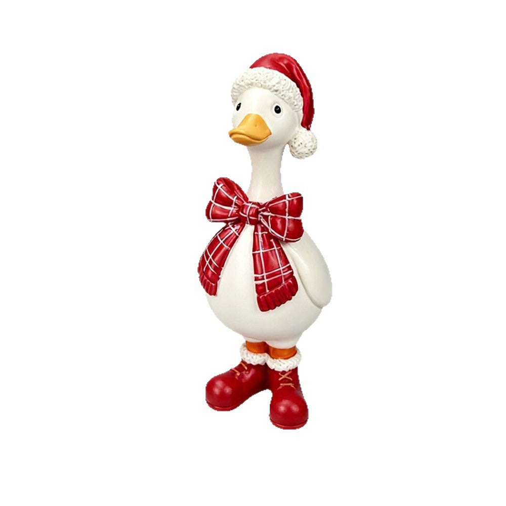 Cute Resin Christmas Duck Figurines Holiday Tabletop Decor