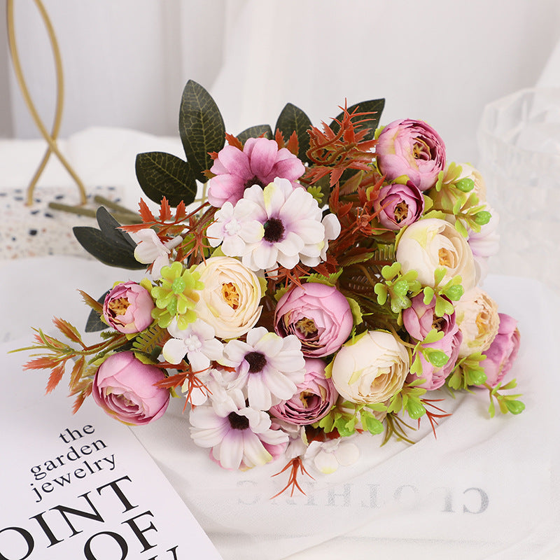 Valentine’s Day Rosebud Camellia Faux Floral Bouquet