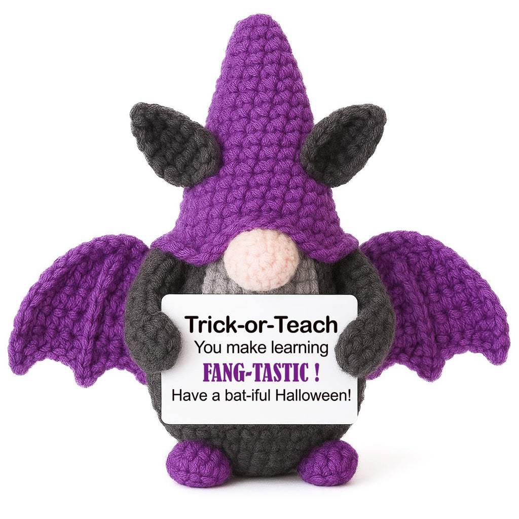 Handmade Crochet Bat Gnome Plush Emotional Support Gift