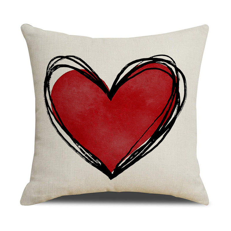 Valentine Red Heart Pillow Covers Romantic Letter Sofa Decor