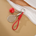 Mini Tennis Racket Keychain Leather Bag Charm