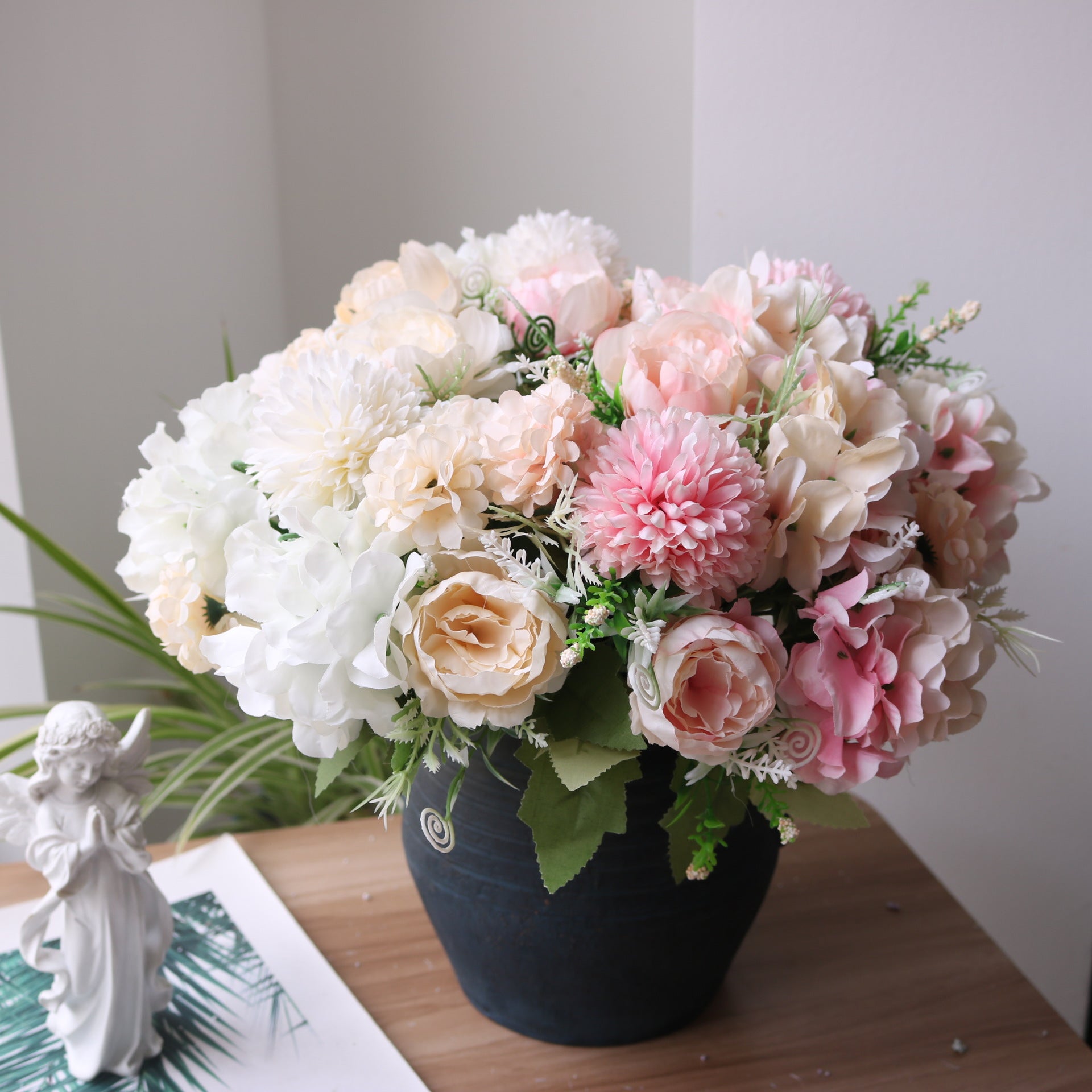 Valentine 7-Head Nordic Faux Peony Hydrangea Bouquet