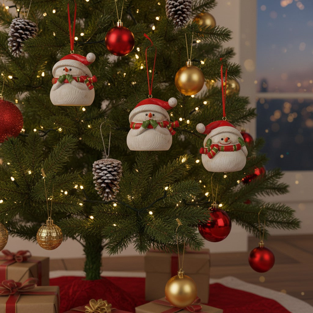 Christmas Snowman Ornament Resin Holiday Decor