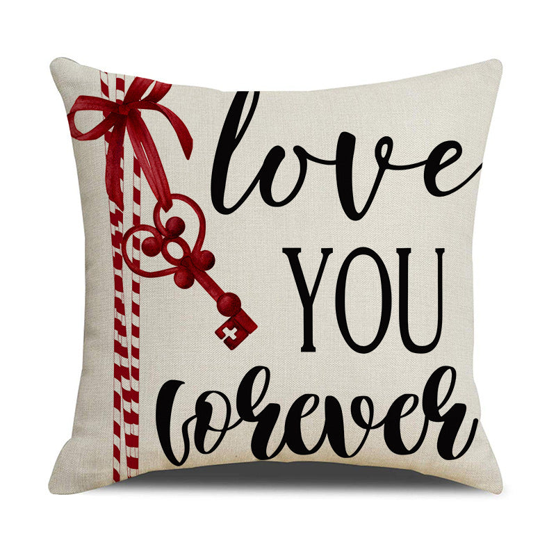 Valentines Day Nordic Linen Pillow Cover Romantic Home Decor