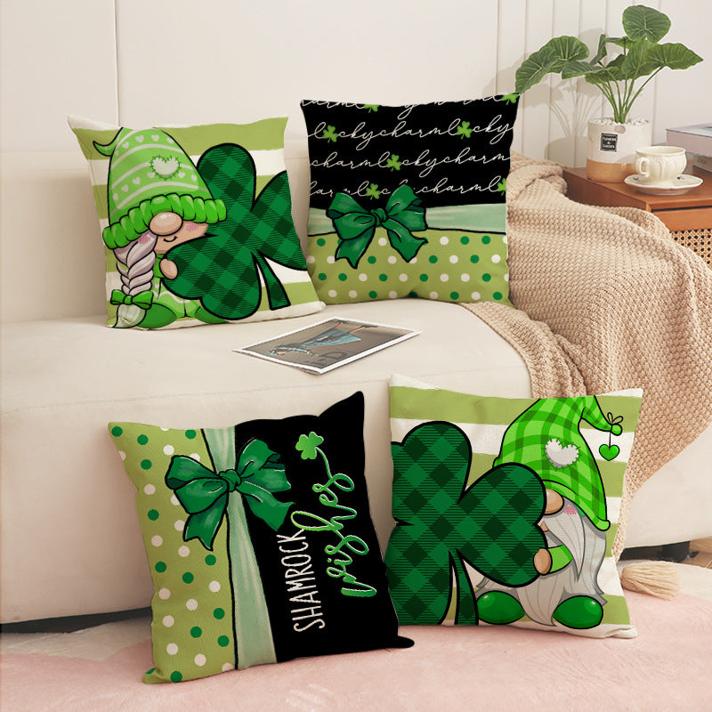 St. Patrick’s Day Green Party Decor Shamrock Pillow Cover