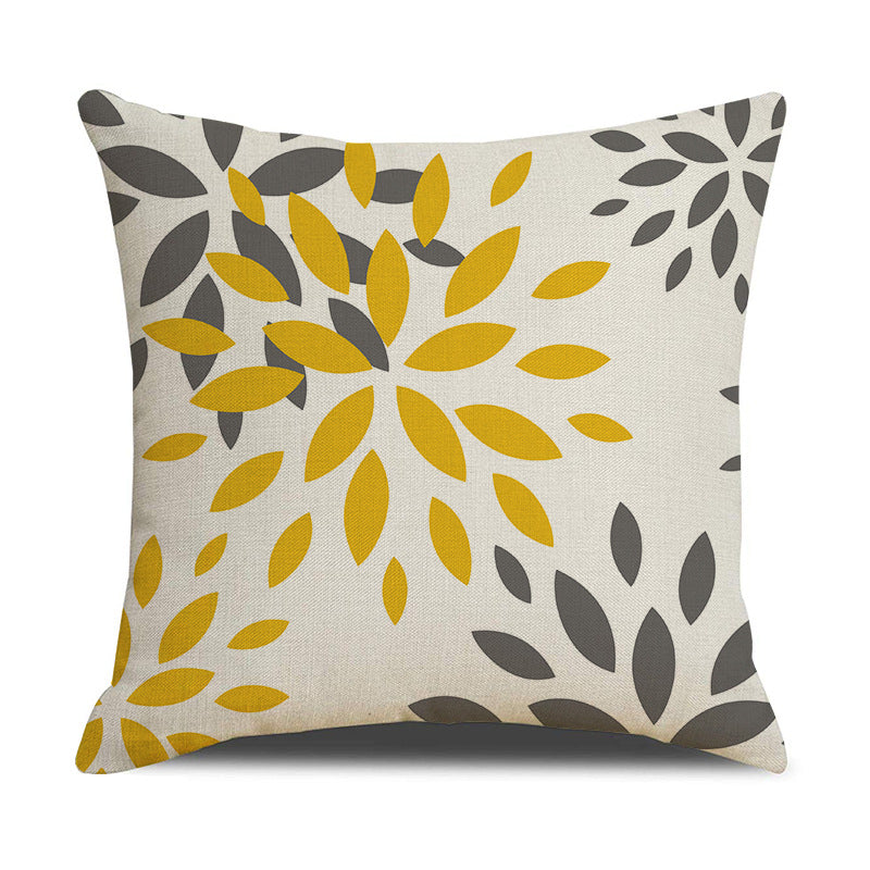 Linen Geometric Letter Throw Pillow Cover Square Sofa Decor
