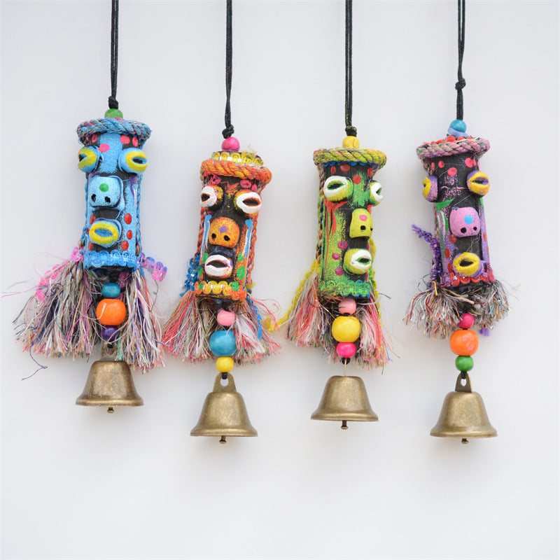 Handmade Wooden Tribal Doll Hanging Ornament Decor