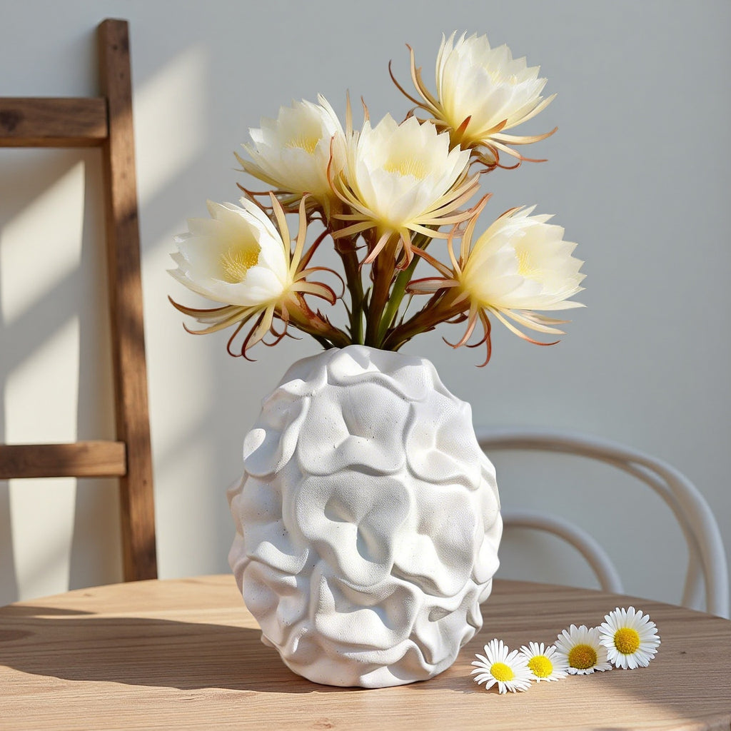 Luxury Abstract Wave Ceramic Flower Vase Sculptural Home Decor Accent