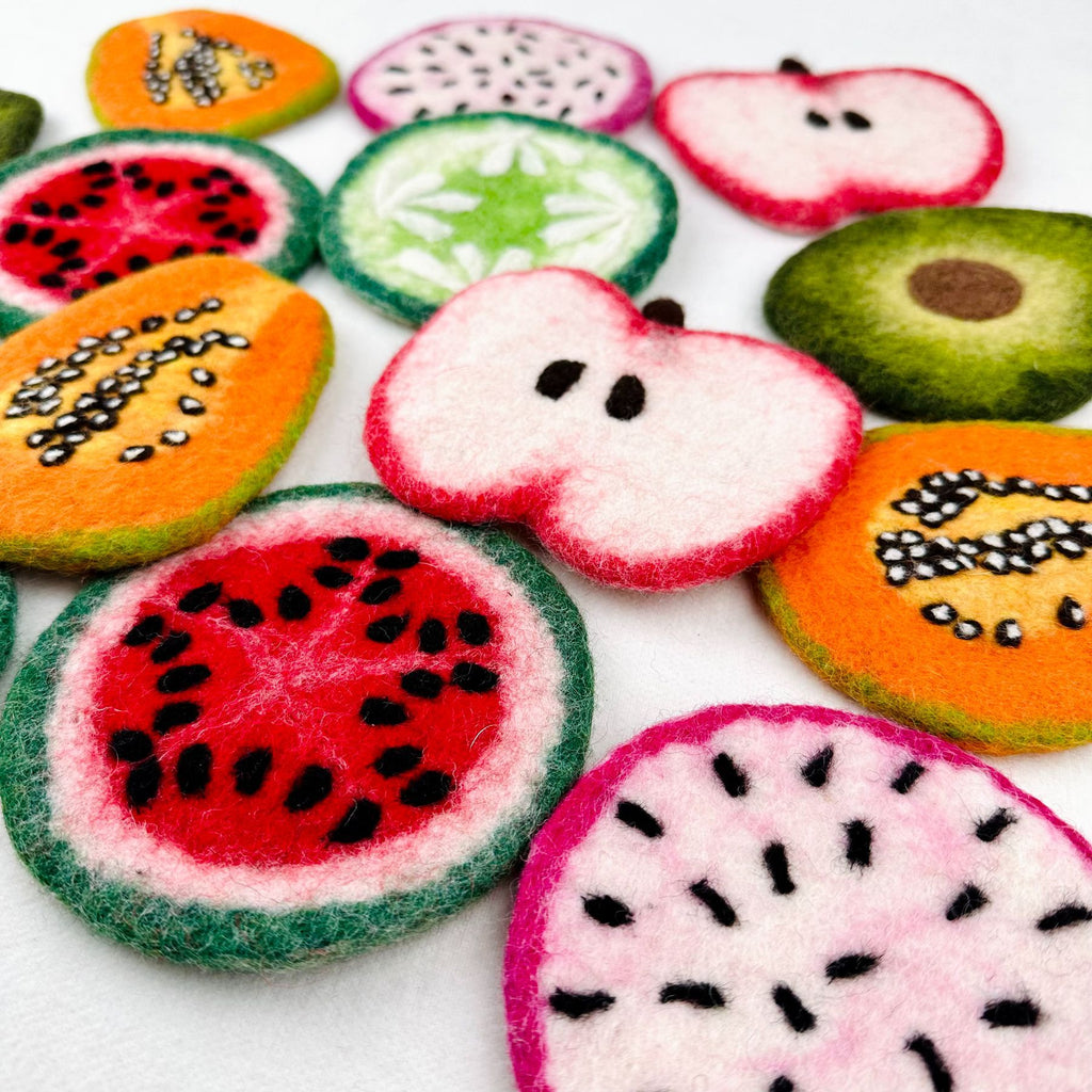 Handmade Wool Felt Fruit Coaster Colorful Food Drink Mat