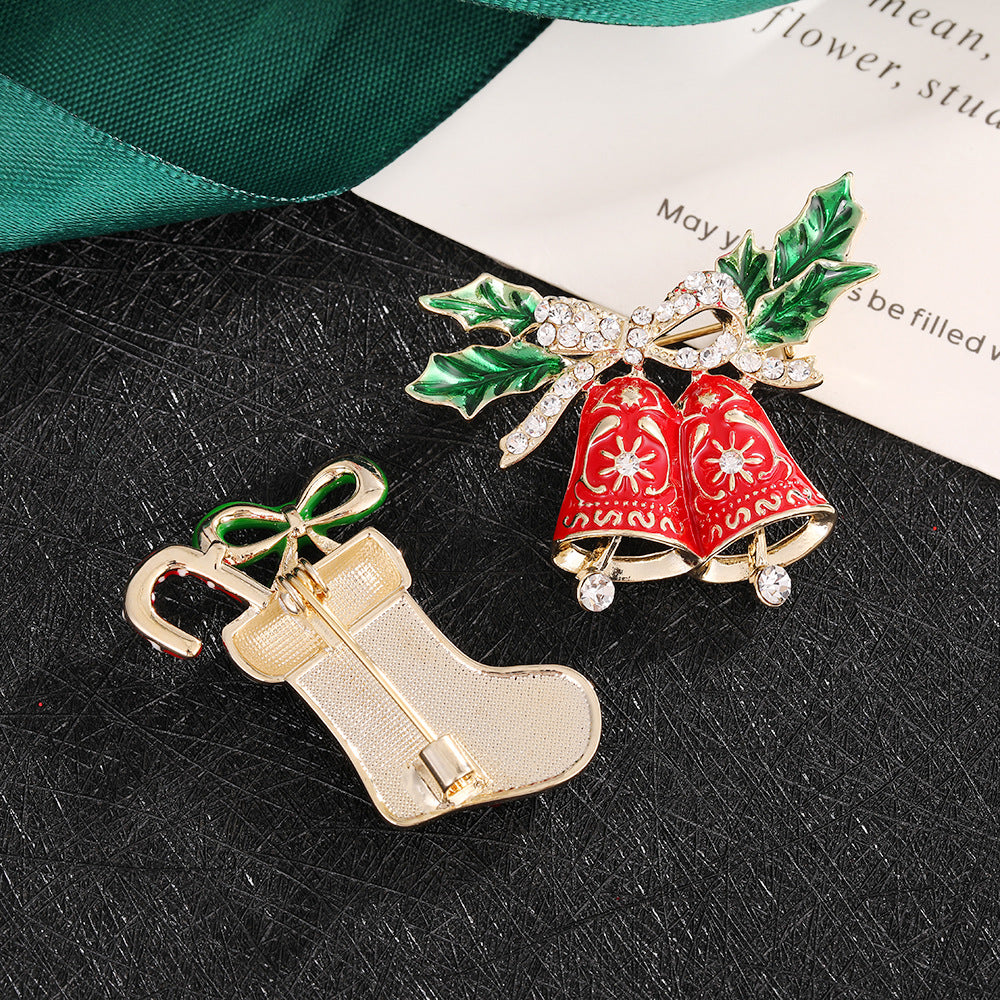Christmas Alloy Holiday Brooch Set Festive Pin